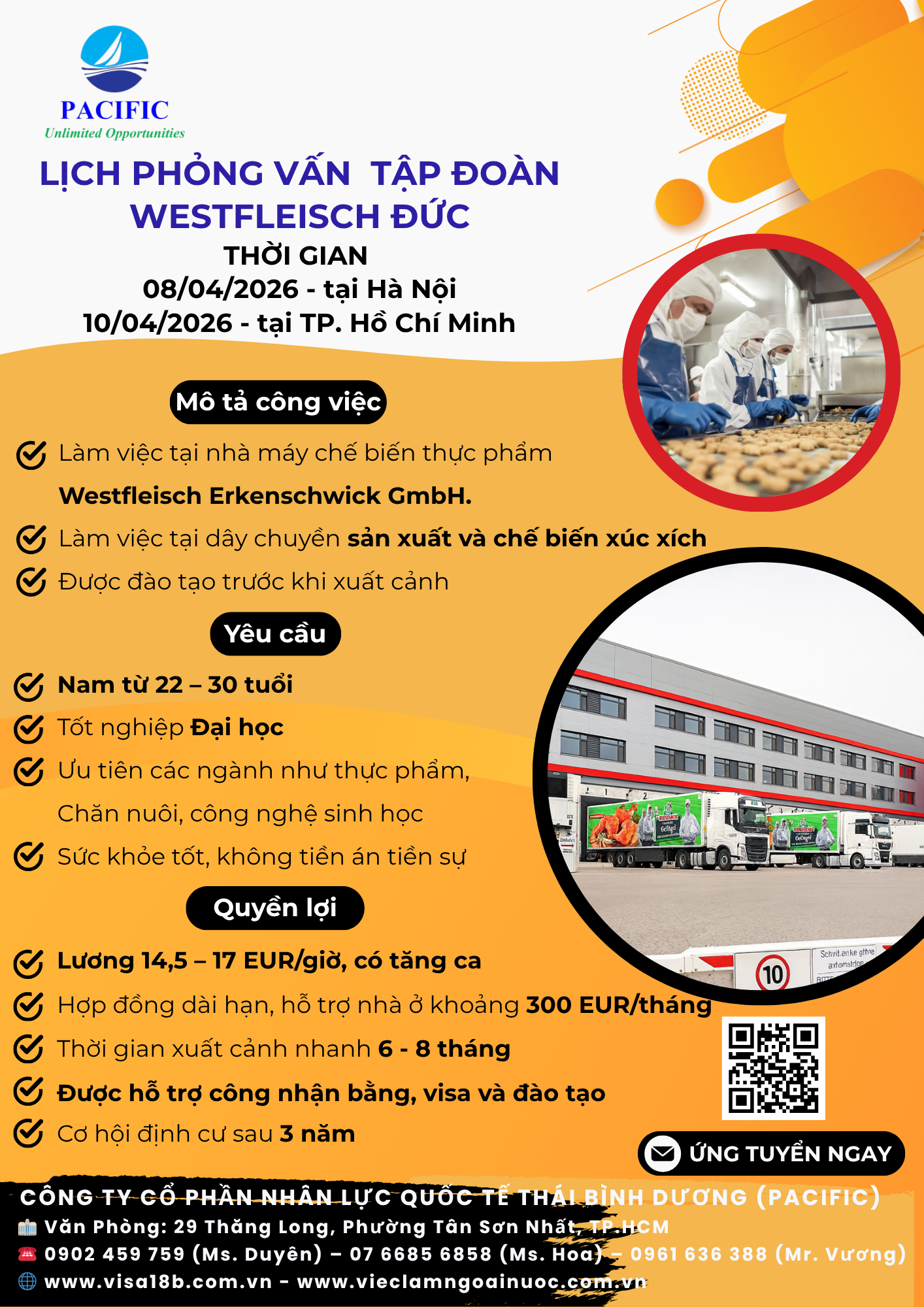 Poster lịch phỏng vấn và thông tin tuyển dụng Westfleisch Đức