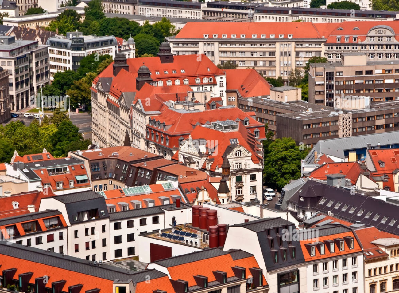Toàn cảnh thành phố Leipzig Sachsen Đức